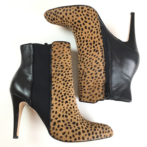 black and white leopard booties